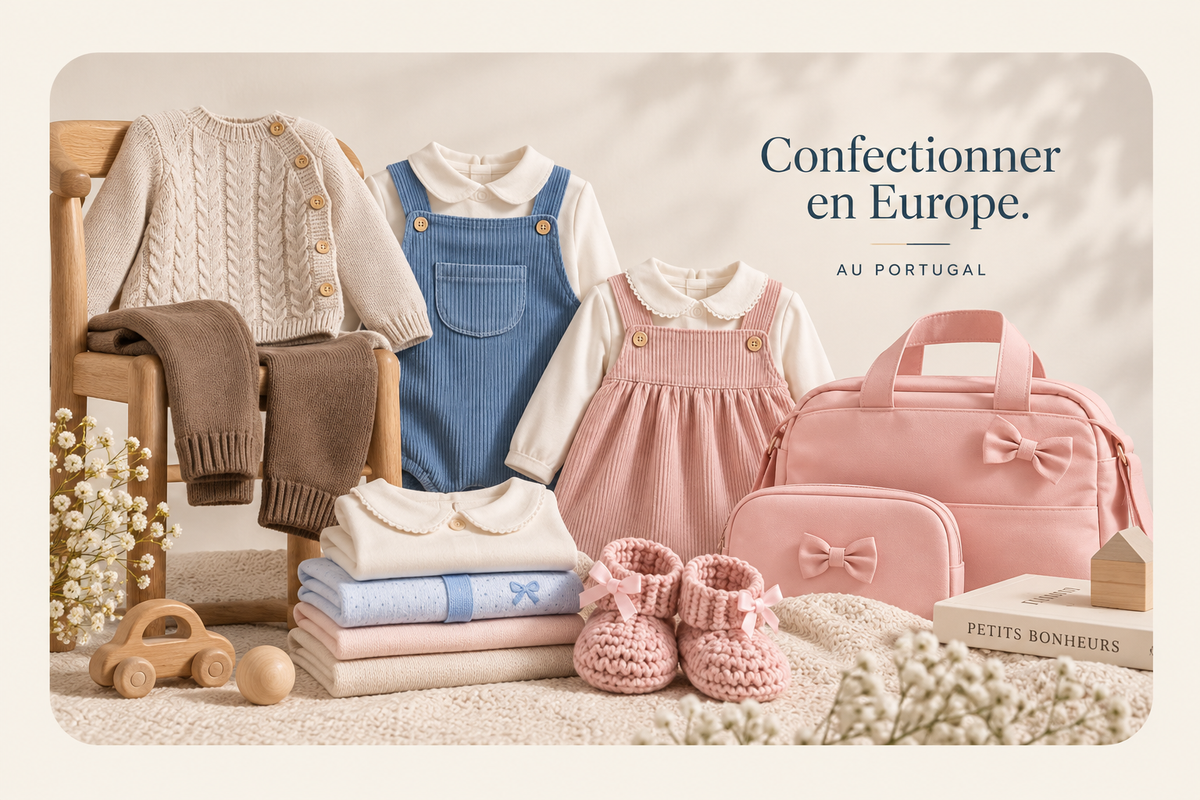 Vêtements et essentiels pour bébé confectionnés au Portugal